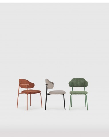 Silla de estilo retro ADRIEL en tejido taupe y...