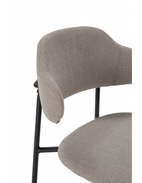 Silla de estilo retro ADRIEL en tejido taupe y estructura de metal negro
