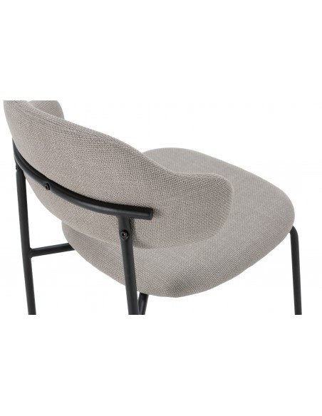 Silla de estilo retro ADRIEL en tejido taupe y estructura de metal negro