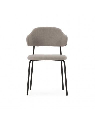 Silla de estilo retro ADRIEL en tejido taupe y...