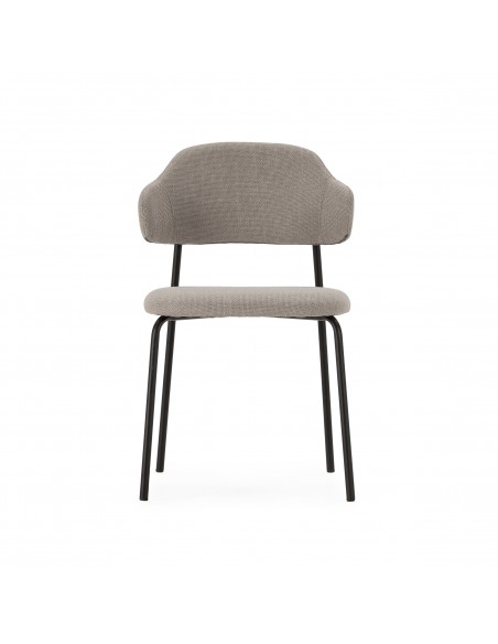 Silla de estilo retro ADRIEL en tejido taupe y estructura de metal negro