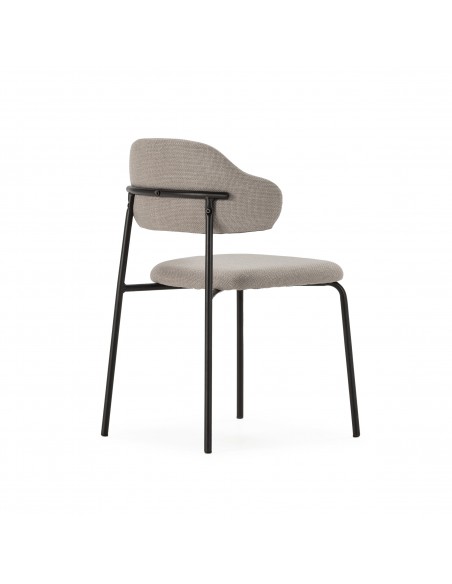 Silla de estilo retro ADRIEL en tejido taupe y estructura de metal negro