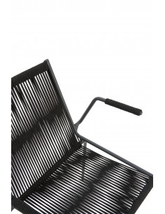 Silla de exterior EMILY con brazos en cuerda negro y... 2
