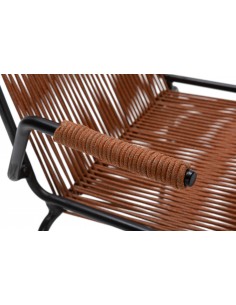 Silla de exterior EMILY con brazos en cuerda terracota y... 2