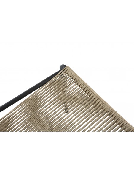 Silla de exterior EMILY en cuerda beige y base de metal negro