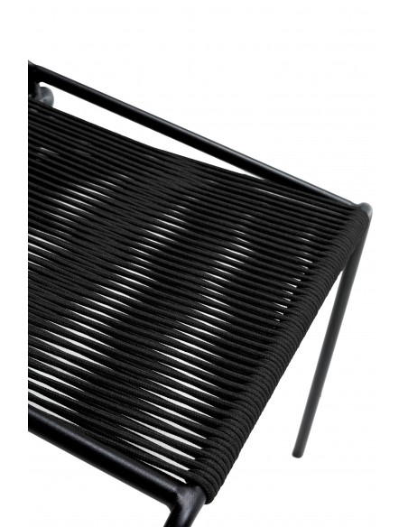 Silla de exterior EMILY en cuerda negro y base de metal negro