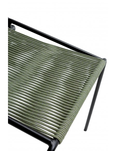 Silla de exterior EMILY en cuerda verde y patas de metal negro