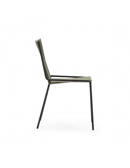 Silla de exterior EMILY en cuerda verde y patas de metal negro