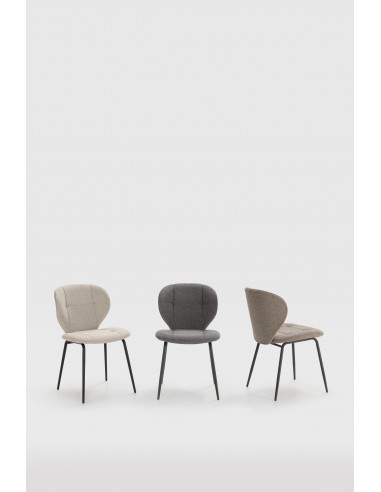Silla de comedor MAORI, tela beige y patas de...