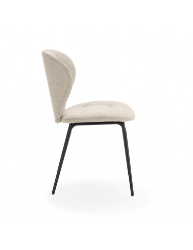 Silla de comedor MAORI, tela beige y patas de...