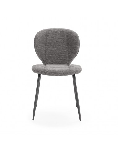 Silla de comedor MAORI, tela gris y patas de...