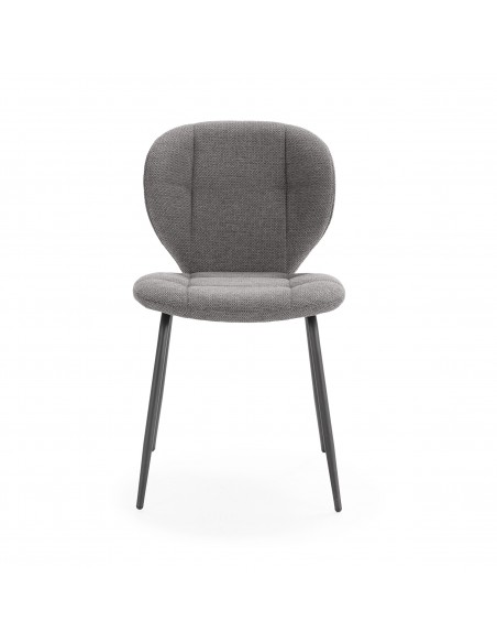 Silla de comedor MAORI, tela gris y patas de metal negro