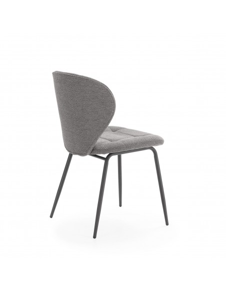Silla de comedor MAORI, tela gris y patas de metal negro