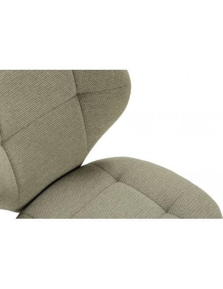 Cadeira de jantar MAORI, tecido verde e pernas de metal preto