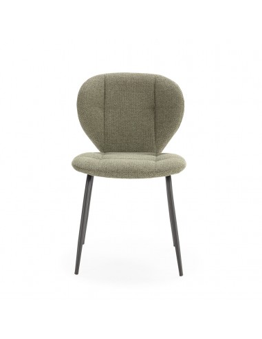 Silla de comedor MAORI, tela verde y patas de...