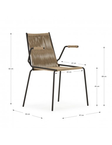 Silla de exterior EMILY con brazos en cuerda...