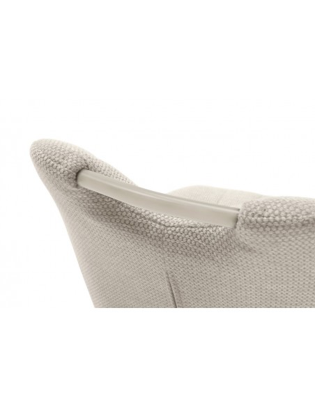 Silla de diseño MULI, respaldo acolchado tejido beige y metal beige