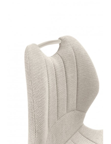 Silla de diseño MULI, respaldo acolchado tejido beige y metal beige