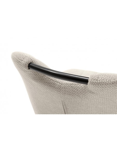 Silla de diseño MULI, respaldo acolchado tejido beige y metal negro