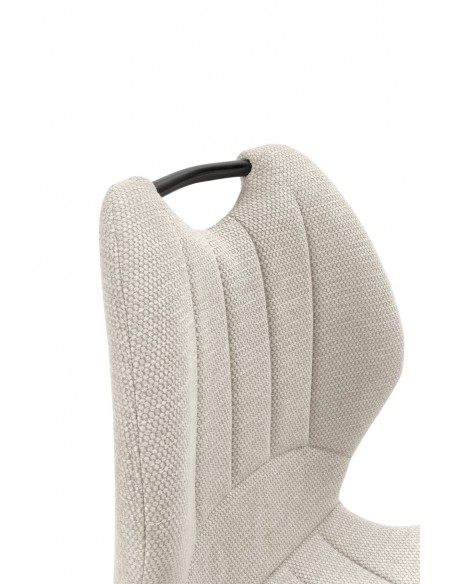 Silla de diseño MULI, respaldo acolchado tejido beige y metal negro