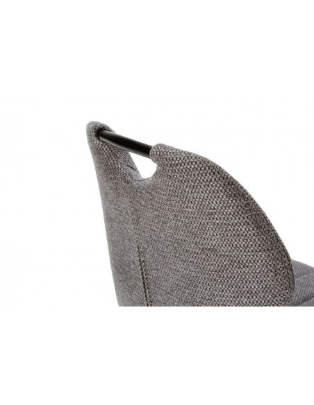 Silla de diseño MULI, respaldo acolchado tejido gris y metal negro