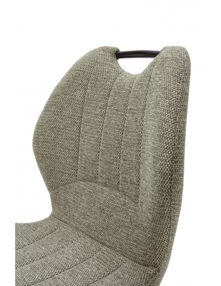 Silla de diseño MULI, respaldo acolchado tejido verde y metal negro