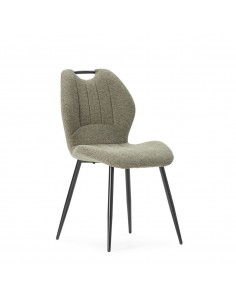 Cadeira design MULI, encosto acolchoado em tecido verde e...