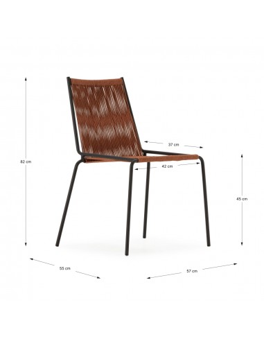 Silla de exterior EMILY en cuerda beige y base...