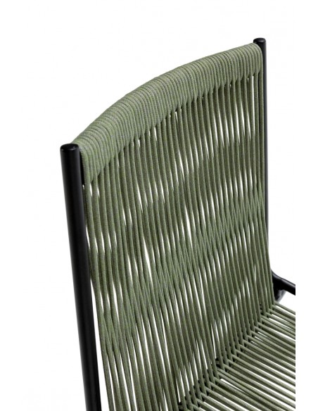 Silla de exterior EMILY en cuerda verde y patas de metal negro