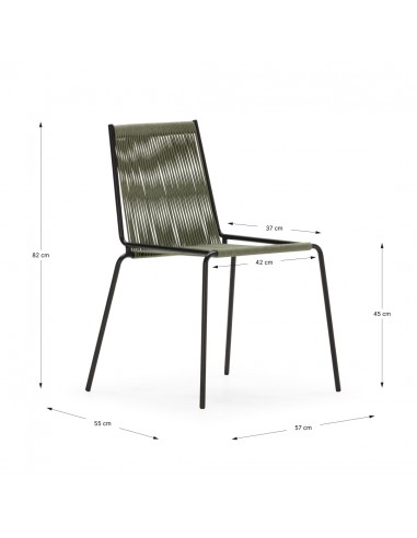 Silla de exterior EMILY en cuerda verde y patas...