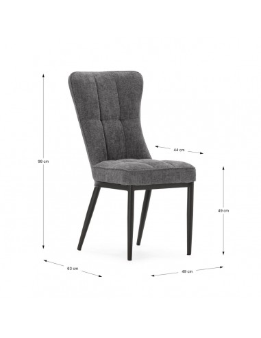 Silla de comedor DAMON, tejido gris, patas de...