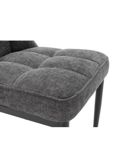 Silla de comedor DAMON, tejido gris, patas de metal negro