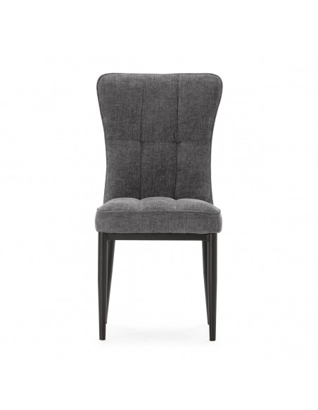 Silla de comedor DAMON, tejido gris, patas de metal negro