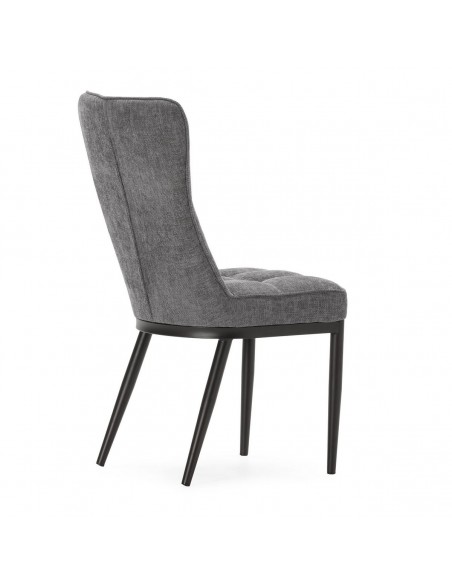Silla de comedor DAMON, tejido gris, patas de metal negro