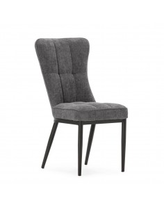 Silla de comedor DAMON, tejido gris, patas de metal negro