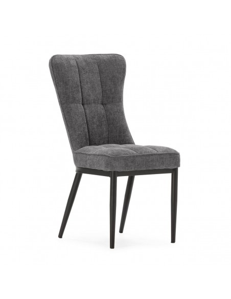 Silla de comedor DAMON, tejido gris, patas de metal negro