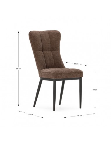 Silla de comedor DAMON, tejido marrón, patas de...