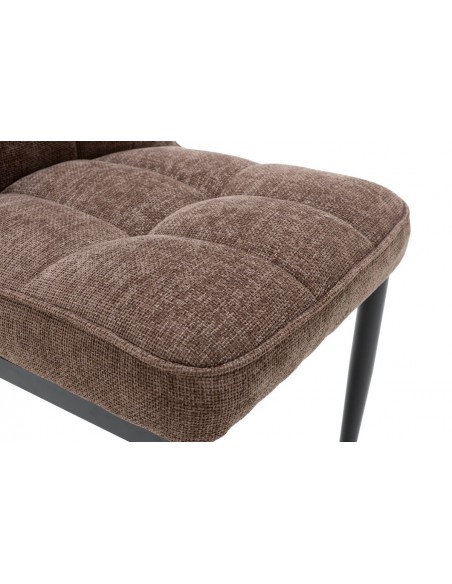 Silla de comedor DAMON, tejido marrón, patas de metal negro