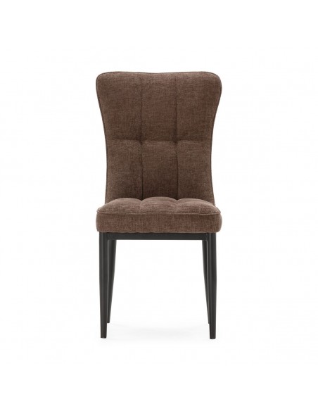 Silla de comedor DAMON, tejido marrón, patas de metal negro