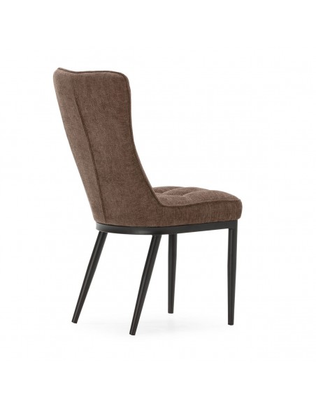 Silla de comedor DAMON, tejido marrón, patas de metal negro