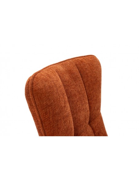 Silla de comedor DAMON, tejido terracota, patas de metal negro