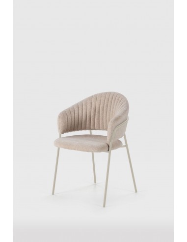 Silla de comedor con brazos LETICIA, tela beige...