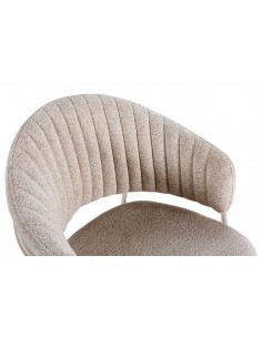 Silla de comedor con brazos LETICIA, tela beige y metal... 2