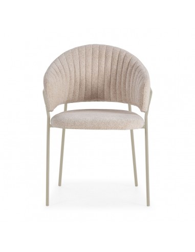 Silla de comedor con brazos LETICIA, tela beige...