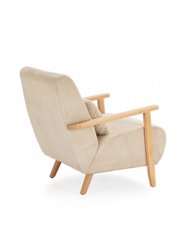 MEGAN Butaca de madera natural, tejido pana en...
