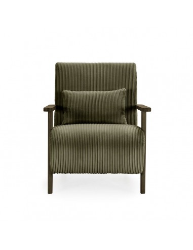 MEGAN Butaca de madera marrón, tejido pana en...