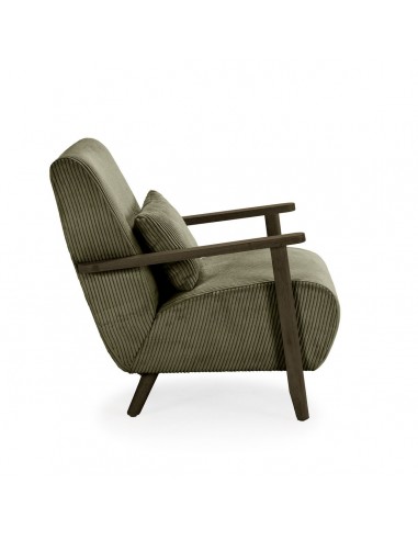 MEGAN Butaca de madera marrón, tejido pana en...