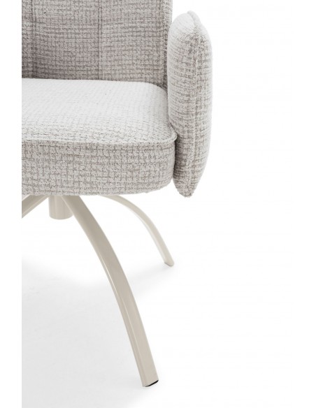MINDI Silla giratoria con brazos, tejido beige pata y metal crema