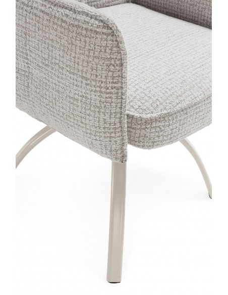 MINDI Silla giratoria con brazos, tejido beige pata y metal crema