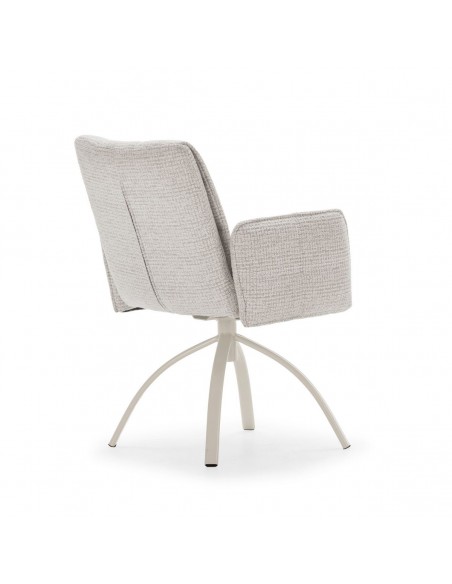 MINDI Silla giratoria con brazos, tejido beige pata y metal crema